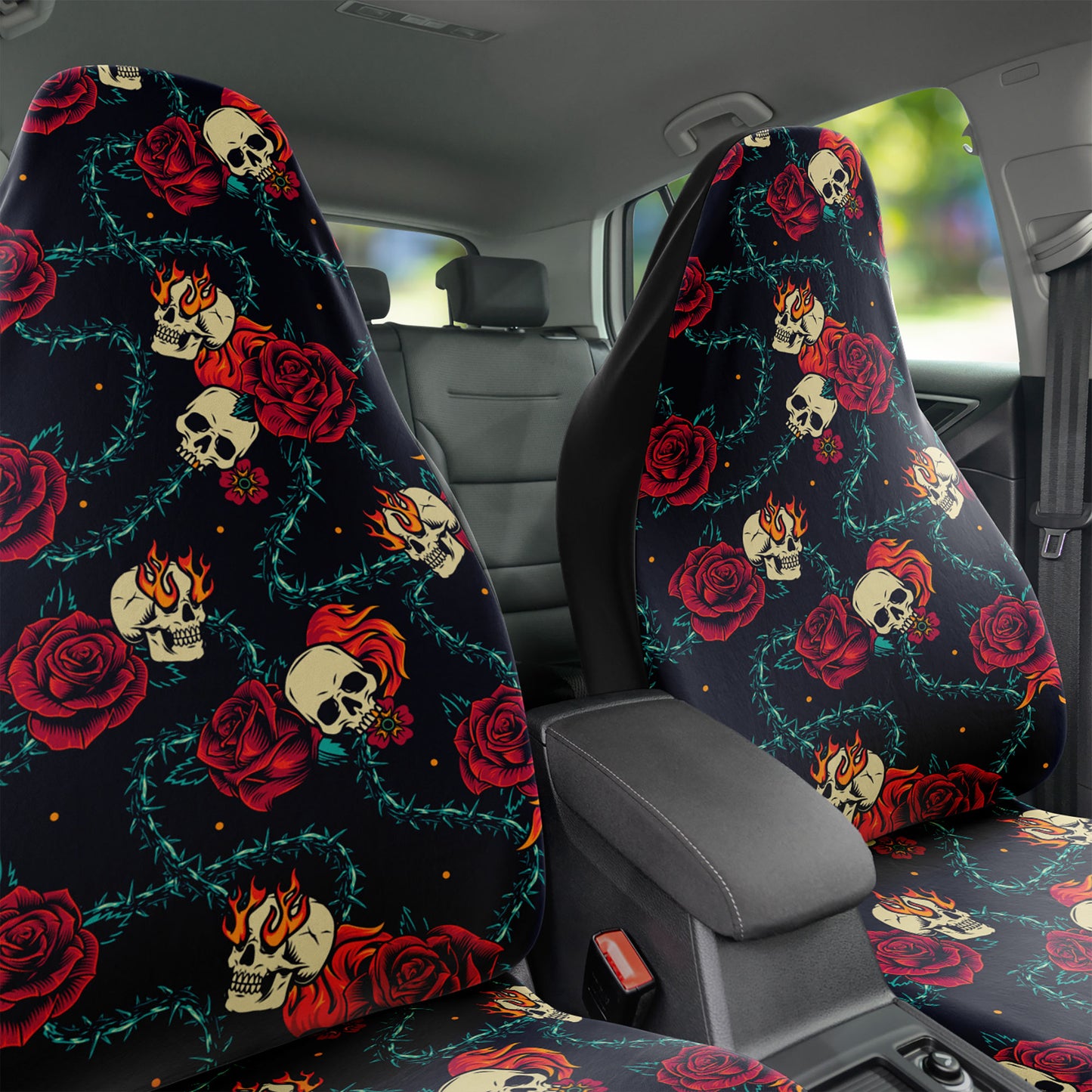 Roses Skulls and thorns car seat covers