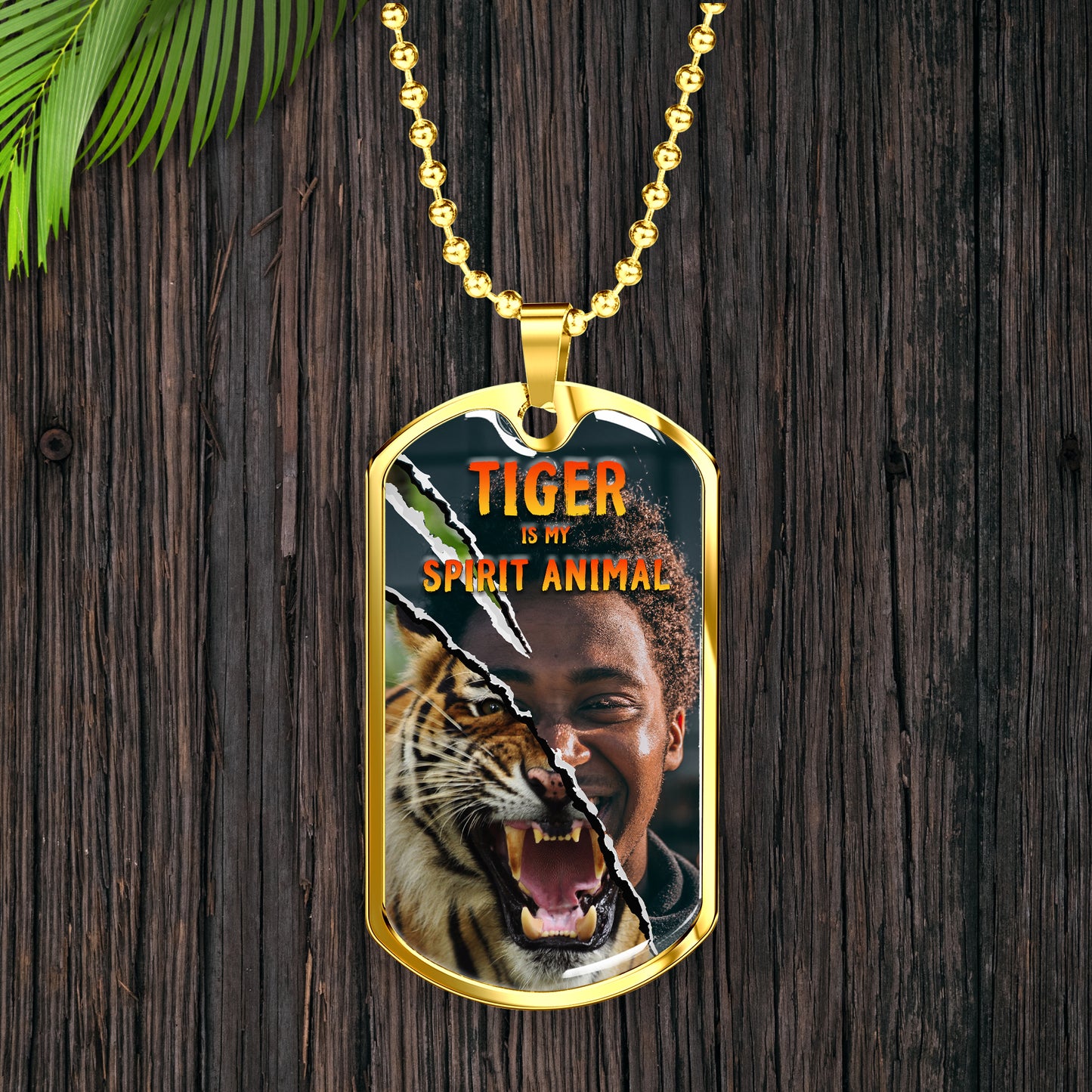 Tiger Inside Dog Tag Necklace , Personalized Photo - NeoSkull