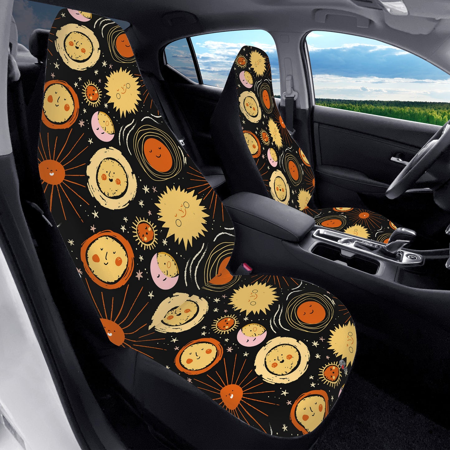 Hand drawn sun Car Seat Covers