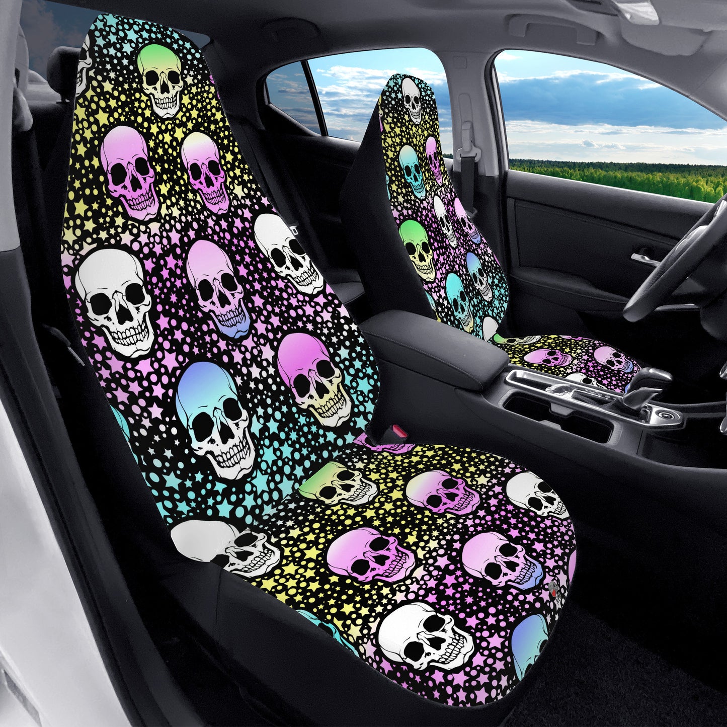 Pale Face Skulls Car Seat Covers