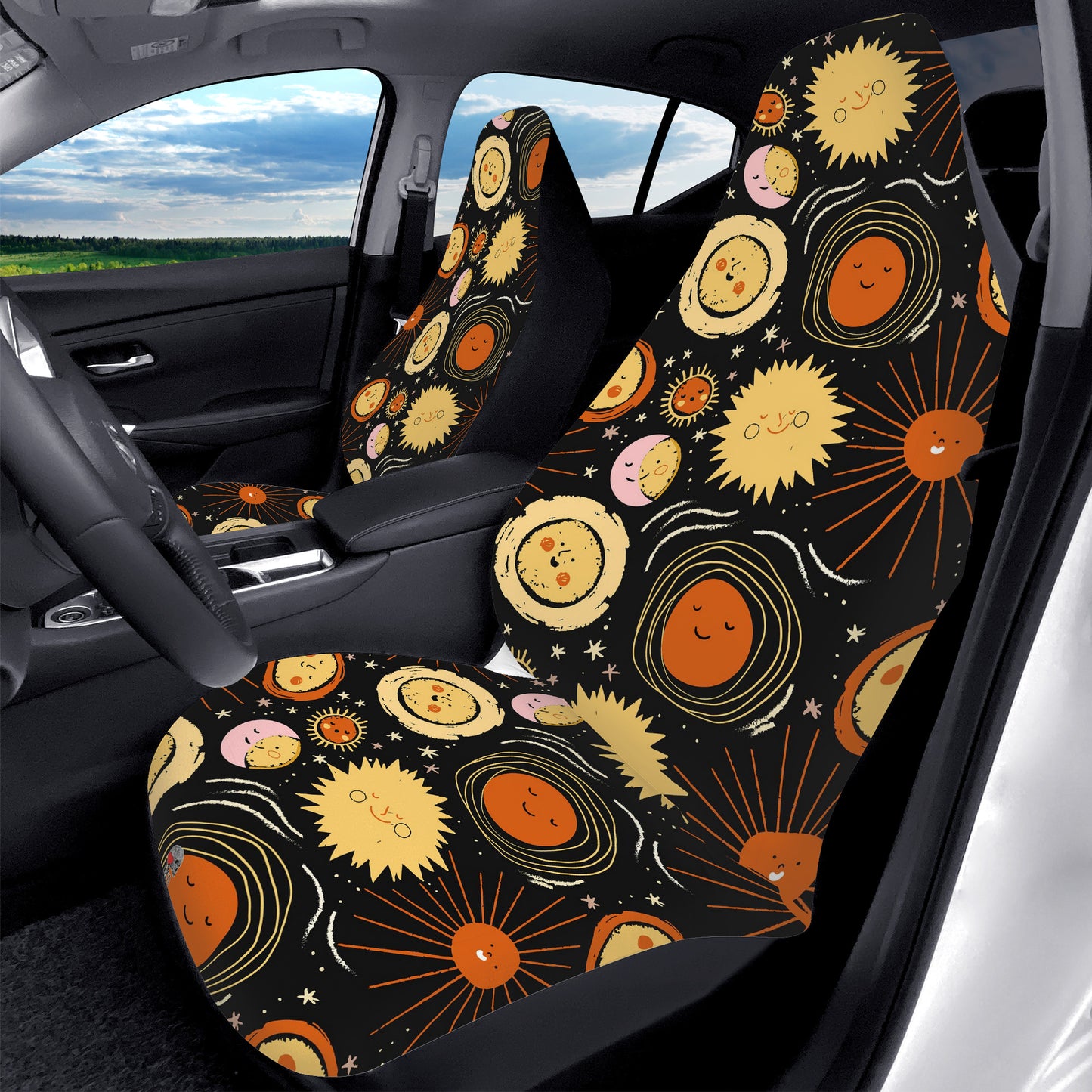 Hand drawn sun Car Seat Covers