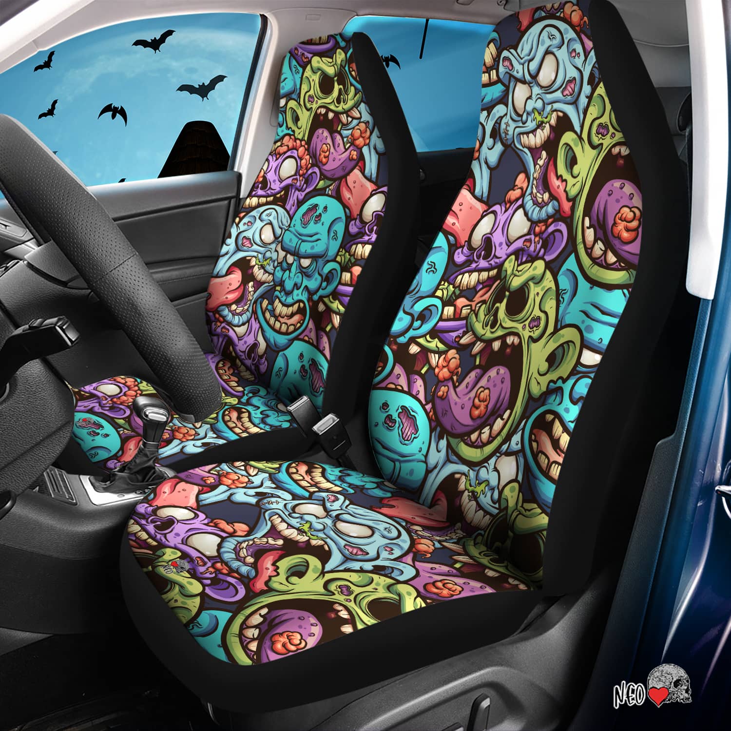 Zombie Horde horror style car seat cover seats